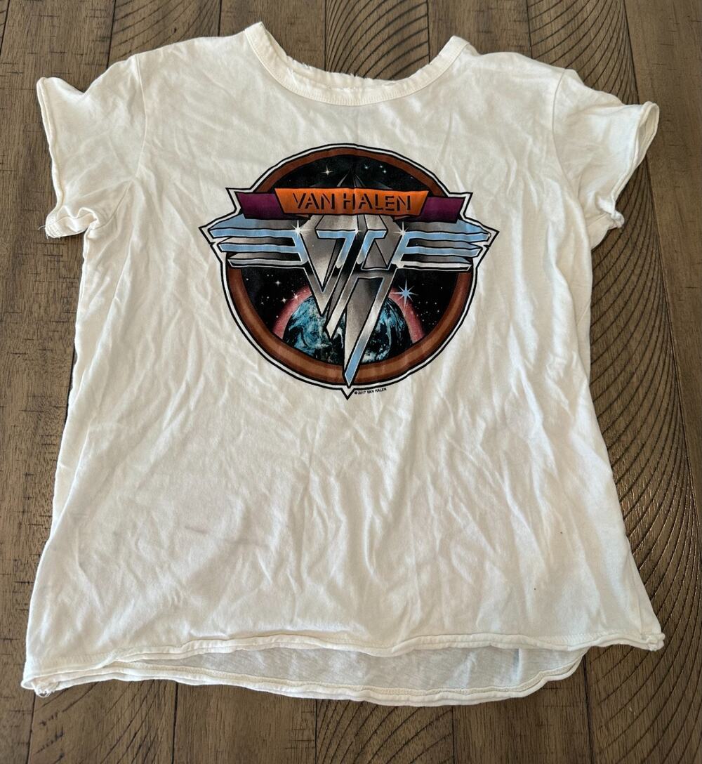 Van Halen World Tour 1979 T-Shirt Off White Cream Size M Graphic Rock Tee